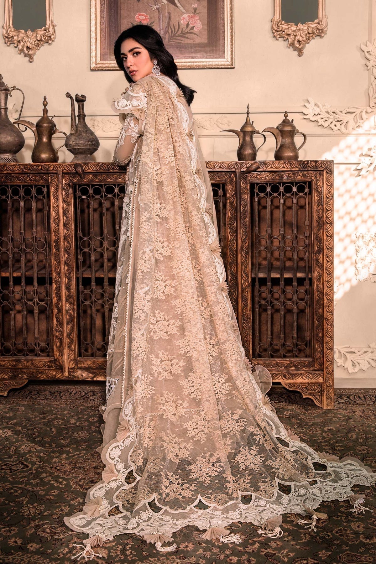 M.B DRESS MBROIDERED ORGANZA HEAVY SPENGLE HAND WORK (Unstitched) MB-071