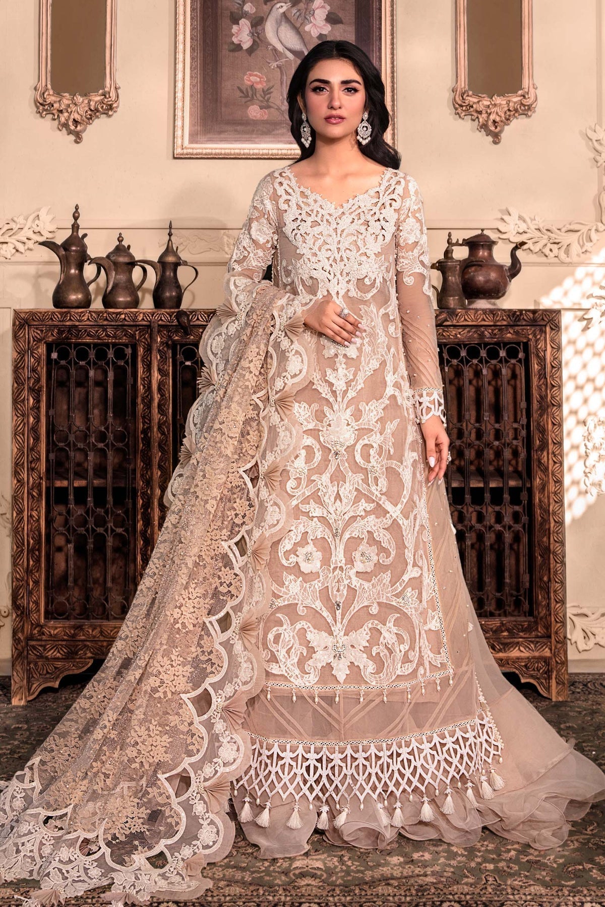 M.B DRESS MBROIDERED ORGANZA HEAVY SPENGLE HAND WORK (Unstitched) MB-071